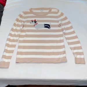 J•CREW White and Pink Striped Sweater Size XS